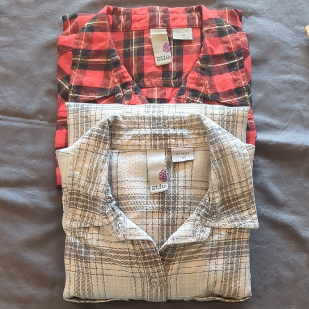 Stio 2 Plaid Flannel Button-Up Shirts Medium